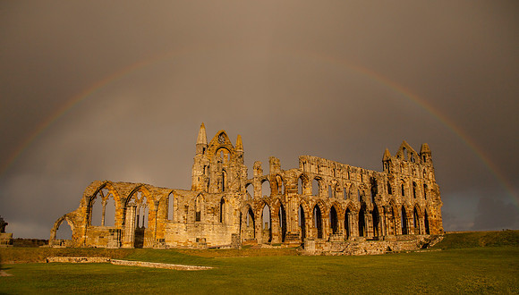 Whitby Abbey with rainbow