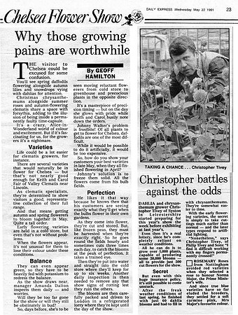 The Daily Express, Chelsea flower show report 22-05-1991